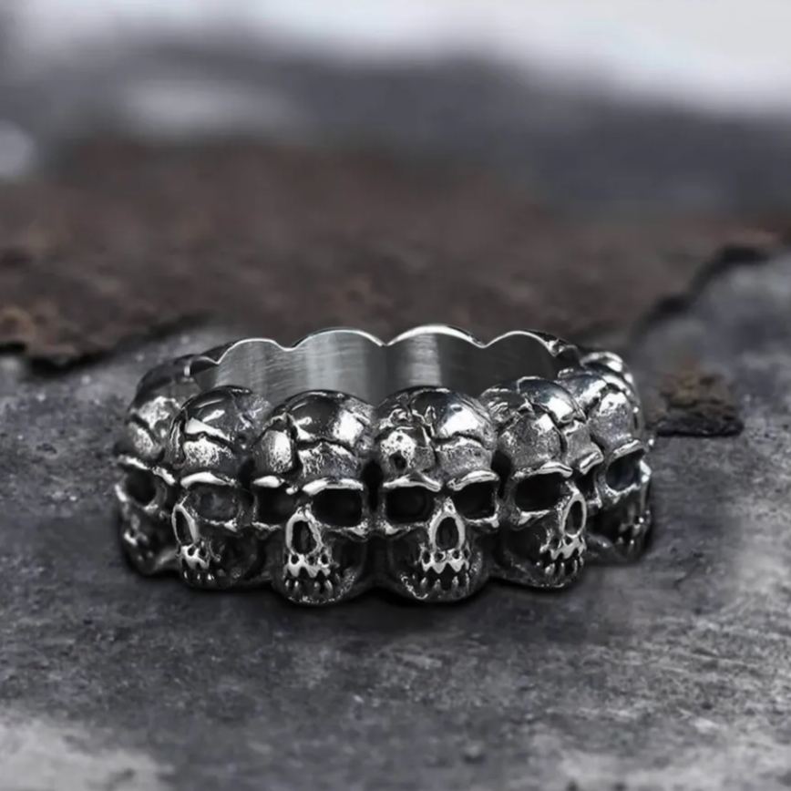 Vintage Men's Demon Skull Ring – Bold Gothic Style (Size 7–13)