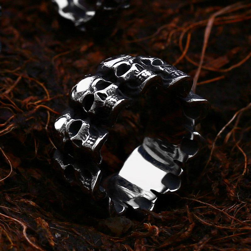 Vintage Men's Demon Skull Ring – Bold Gothic Style (Size 7–13)