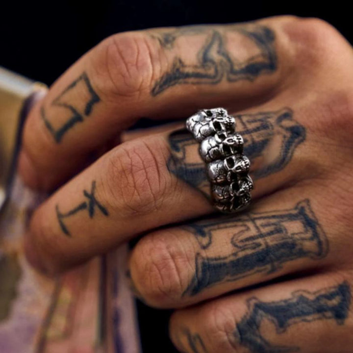 Vintage Men's Demon Skull Ring – Bold Gothic Style (Size 7–13)