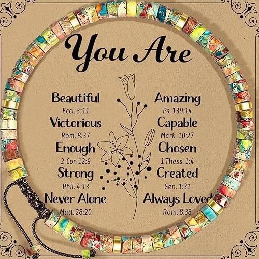 Thanksgiving Gift – 4mm Natural Stone Braided Bracelet with Greeting Card (Adjustable)