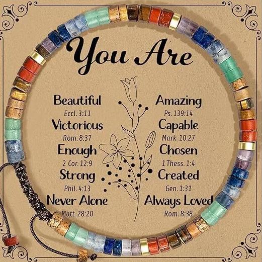 Thanksgiving Gift – 4mm Natural Stone Braided Bracelet with Greeting Card (Adjustable)