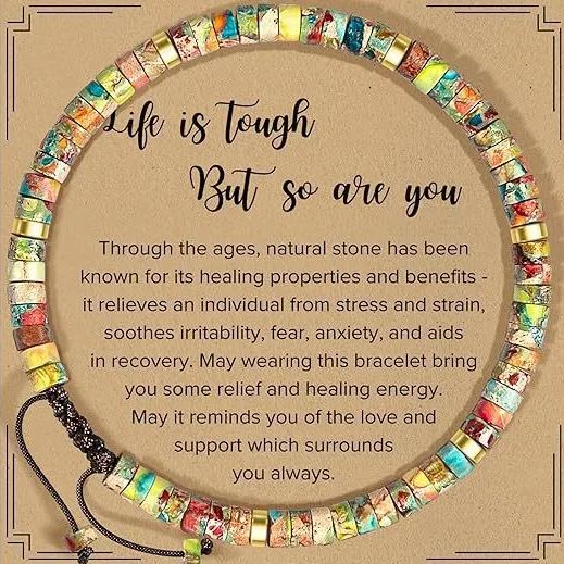 Thanksgiving Gift – 4mm Natural Stone Braided Bracelet with Greeting Card (Adjustable)