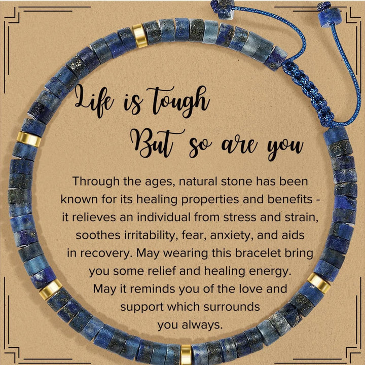 Thanksgiving Gift – 4mm Natural Stone Braided Bracelet with Greeting Card (Adjustable)
