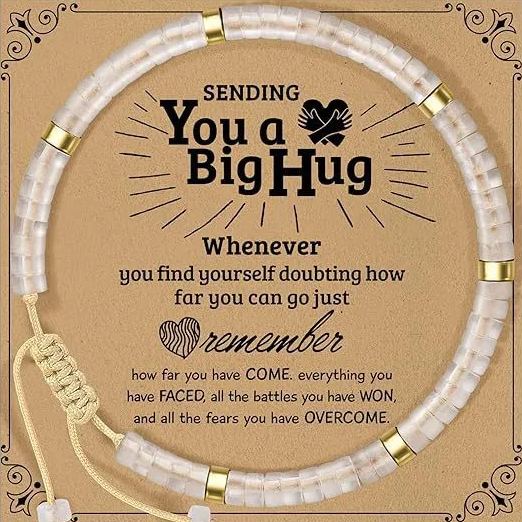 Thanksgiving Gift – 4mm Natural Stone Braided Bracelet with Greeting Card (Adjustable)