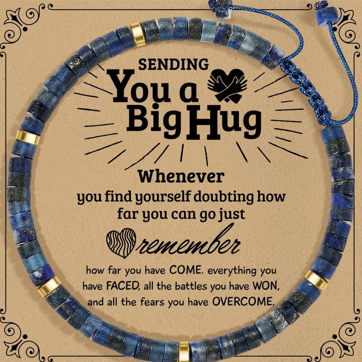 Thanksgiving Gift – 4mm Natural Stone Braided Bracelet with Greeting Card (Adjustable)