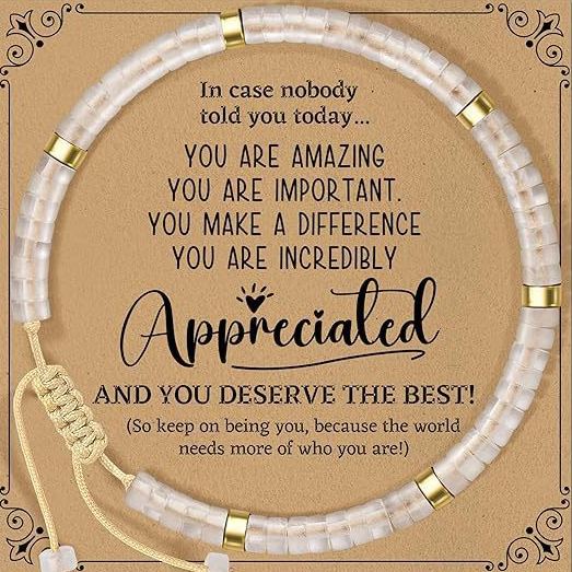 Thanksgiving Gift – 4mm Natural Stone Braided Bracelet with Greeting Card (Adjustable)