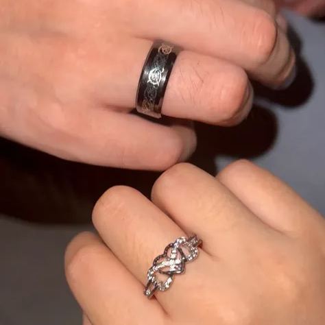 Luxury Sterling Silver Black Dragon Ring (Men) & Heart Cutout CZ Ring (Women) – Couple Rings