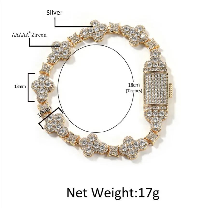 Hip-Hop Cross Men's Bracelet - Full Diamond Trendy Bracelet