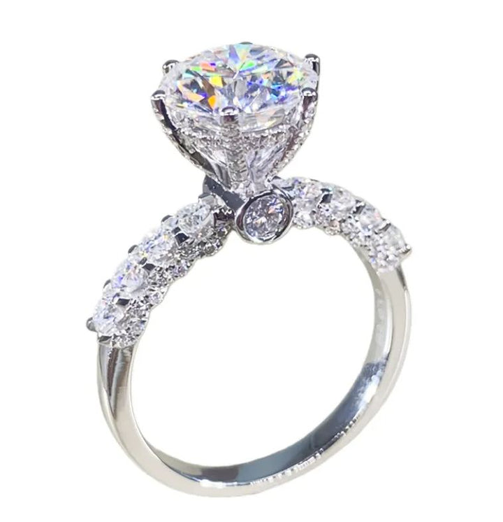 Light Luxury Sterling Silver Diamond-Embedded Brilliant Star Women's Ring