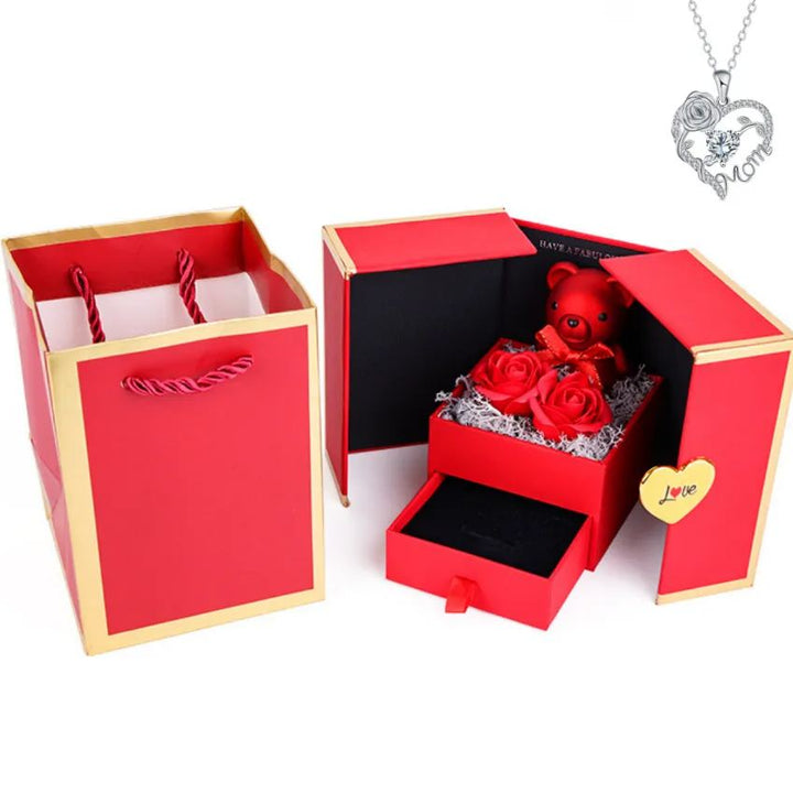 High-End Elegant Heart Rose Pendant Necklace - Women's Choker Love Jewelry