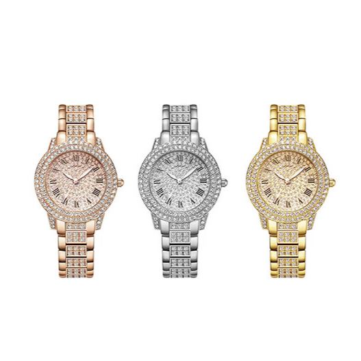 Full-Diamond Roman Dial Starry Sky Women's Watch Set