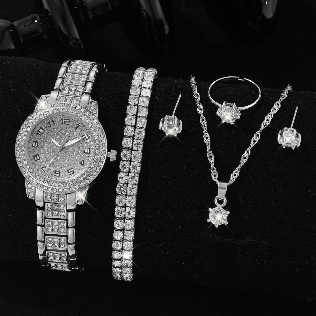 Full-Diamond Roman Dial Starry Sky Women's Watch Set