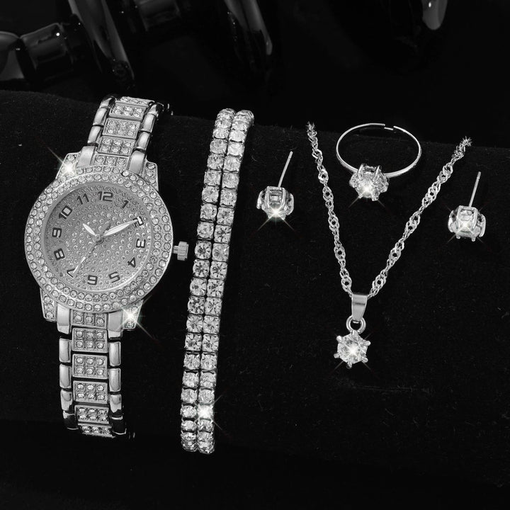 Full-Diamond Roman Dial Starry Sky Women's Watch Set