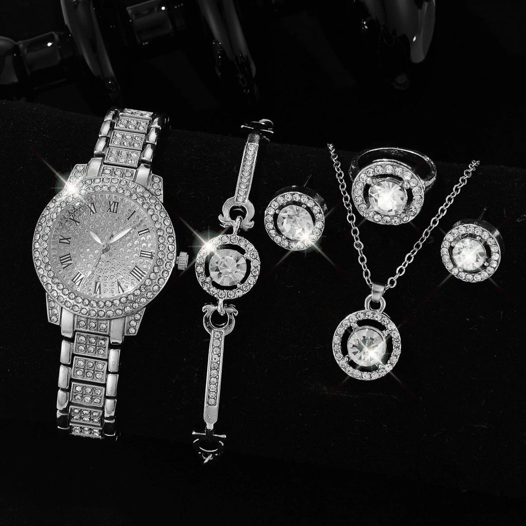 Full-Diamond Roman Dial Starry Sky Women's Watch Set