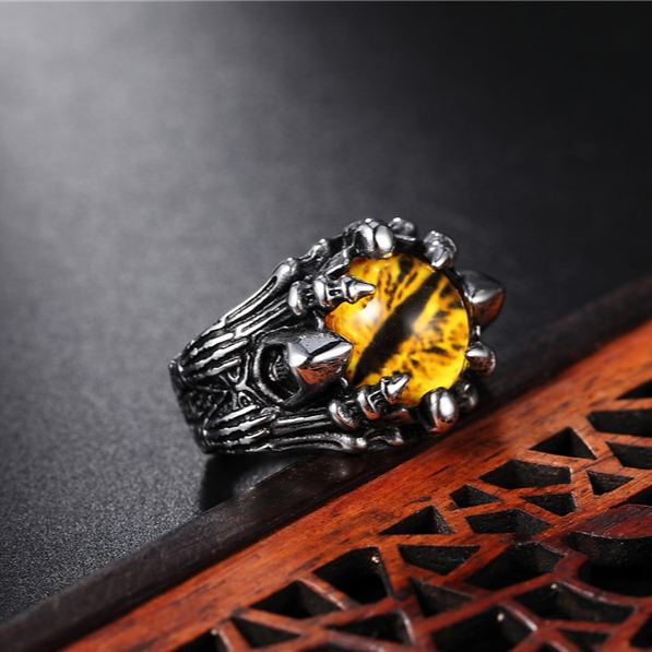 Evil Eye Gothic Punk Titanium Steel Ring (Dark Style Exaggerated Version)