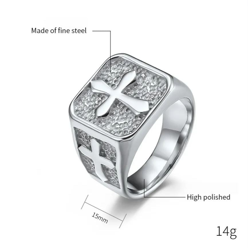 Cross Embossed Multi-Color Men's Ring