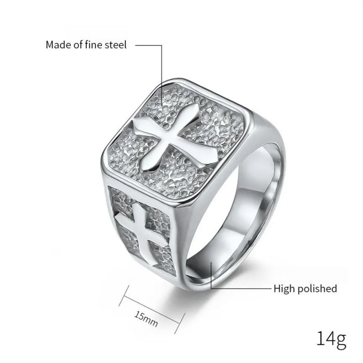 Cross Embossed Multi-Color Men's Ring