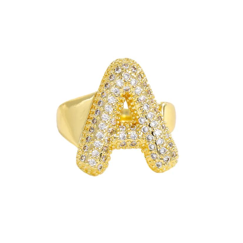 Bubble Letter Full-diamond Open Ring