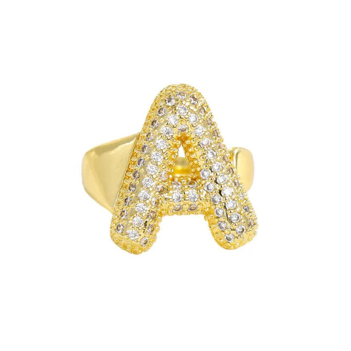 Bubble Letter Full-diamond Open Ring