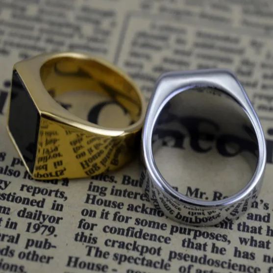Titanium Steel Geometric Minimalist Square Oil-Drop Business Ring (Light Luxury Commuting Style)