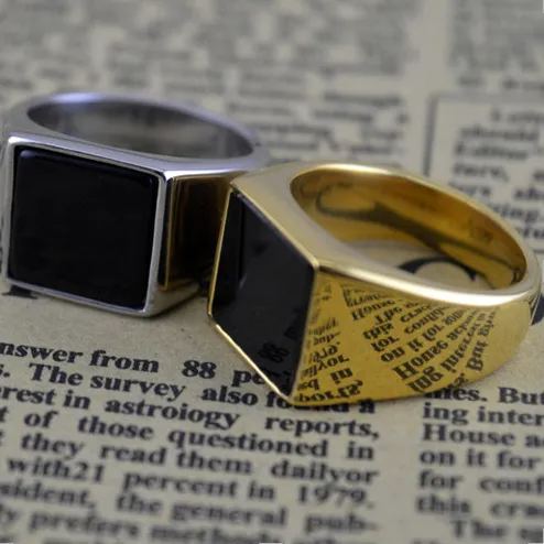 Titanium Steel Geometric Minimalist Square Oil-Drop Business Ring (Light Luxury Commuting Style)
