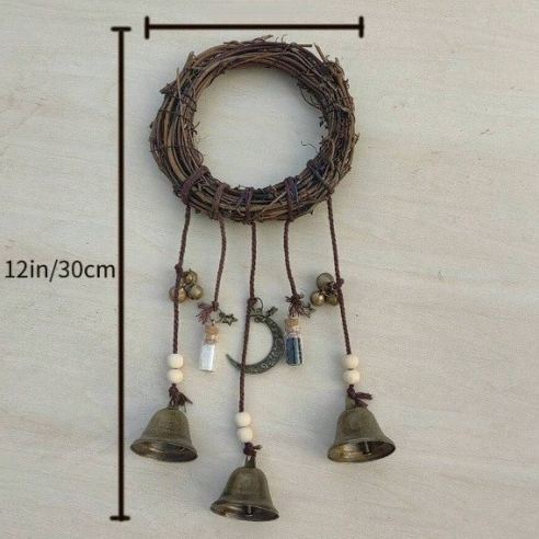 Woven Rattan Moon-Star Retro Wind Chime (Bohemian Ethnic Style)