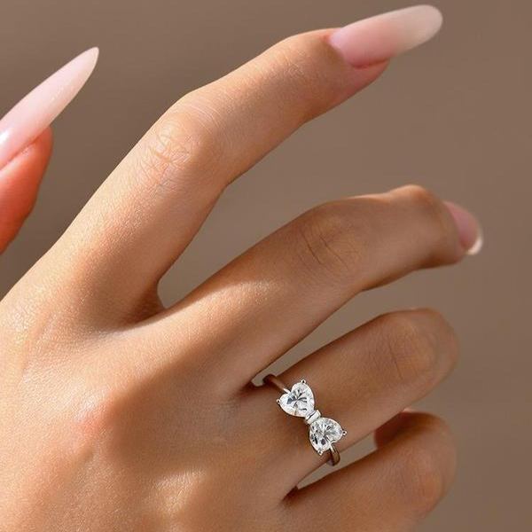 Double-Diamond Bowknot Ring (Sweet-Cool Light Luxury Style Series)