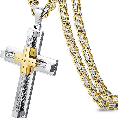 Titanium Steel Cable Cross Necklace (Industrial Minimalist · Faith Power Style)