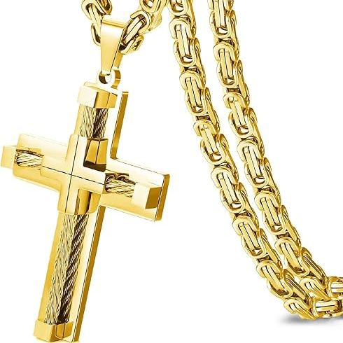 Titanium Steel Cable Cross Necklace (Industrial Minimalist · Faith Power Style)