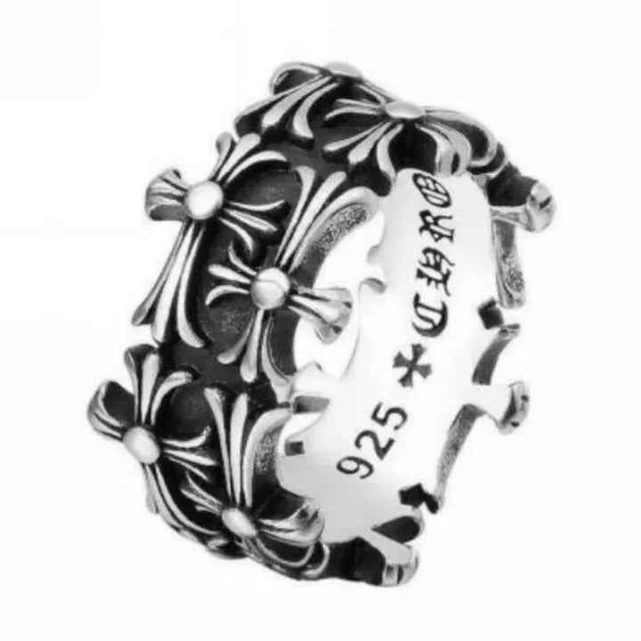 Vintage Cross Relief Ring for Men – Gothic Faith Statement Band