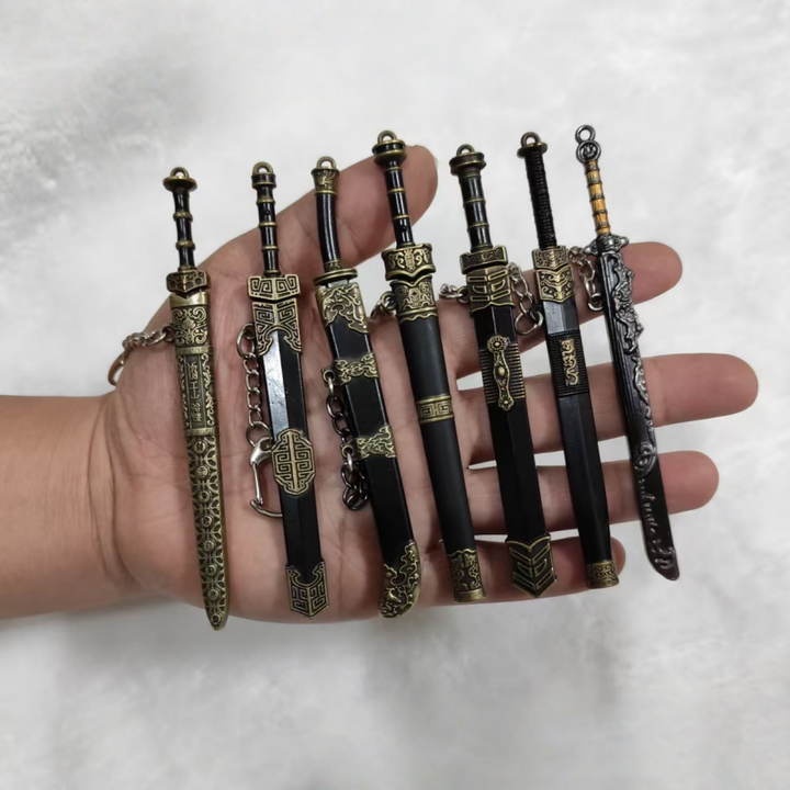 Vintage Sword Miniature Model Keychain Set
