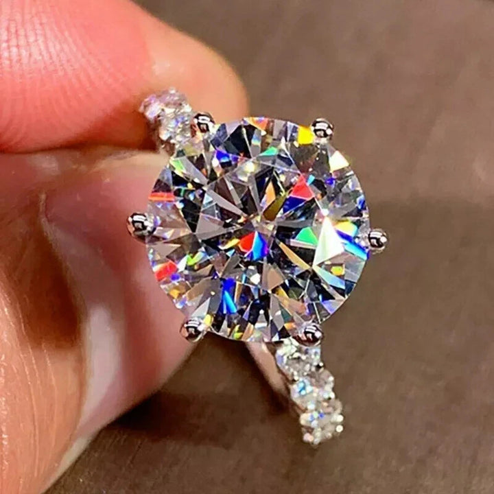 Light Luxury Sterling Silver Diamond-Embedded Brilliant Star Women's Ring