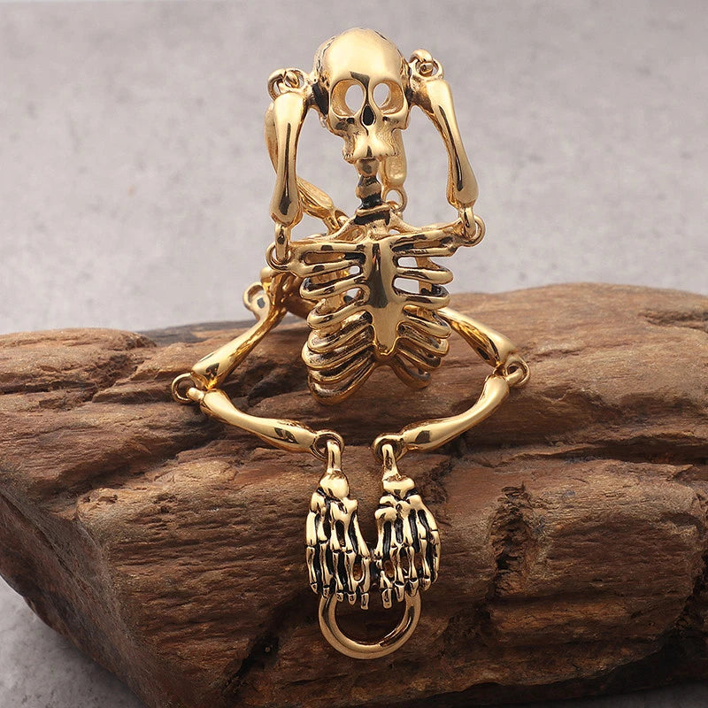 Men's Gothic Skull Bracelet – Titanium Steel Skeleton Chain