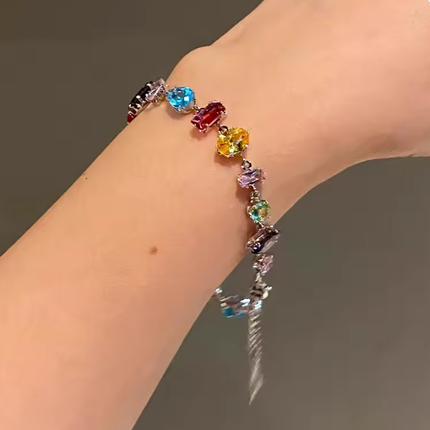 Colorful Zircon Gem Bracelet for Women – Luxury Rainbow Jewelry