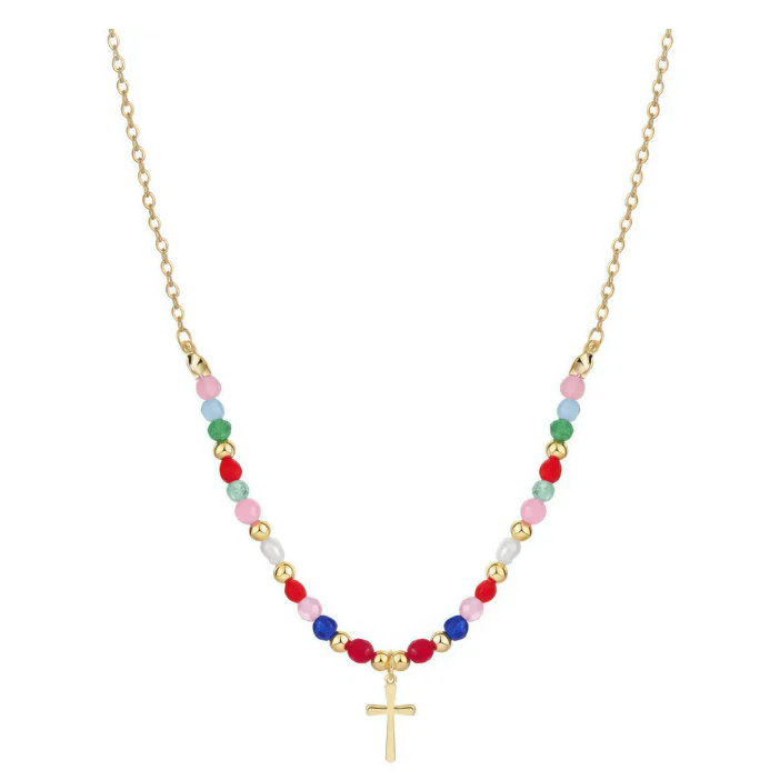 Beaded Cross Pendant Necklace for Women