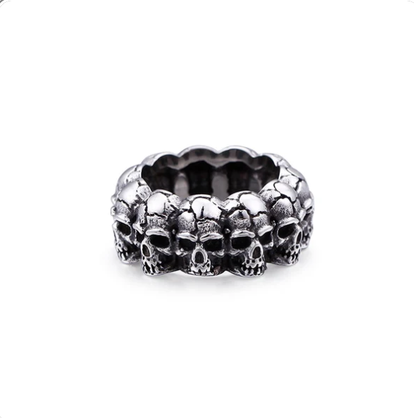 Vintage Men's Demon Skull Ring – Bold Gothic Style (Size 7–13)