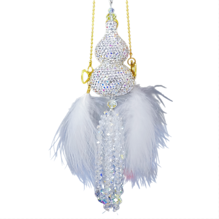 Sparkling Lucky Gourd Car Pendant · Premium Rearview Mirror Hanging Decor