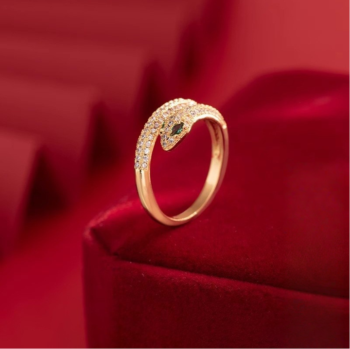 Sterling Silver Zircon-Inlaid Multi-Layered Snake Adjustable Index Finger Ring