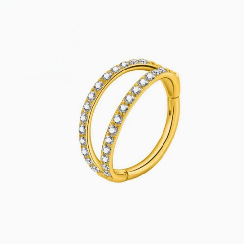 Sterling Silver Zircon/Turquoise Double-Hoop Piercing Jewelry - Nose Ring, Earring Body Piercing Accessory