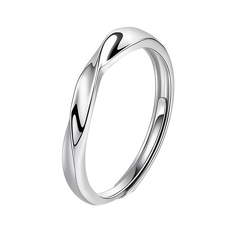 Minimalist Geometric Möbius Ring - Women's Hollow Interwoven Adjustable Couple Ring Set