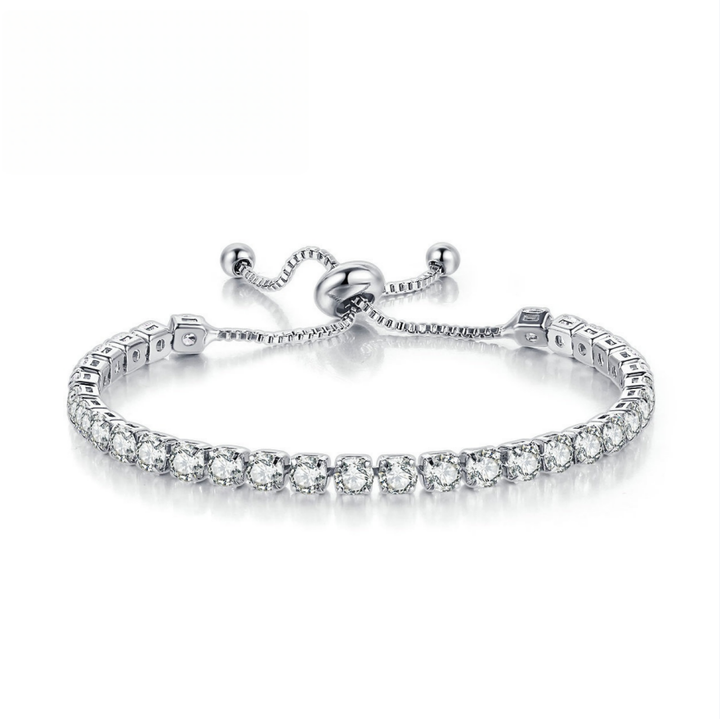 4mm Round Zircon Full-Diamond Tennis  Adjustable Bracelet