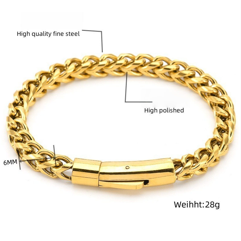 6mm Round-Polished Bold 18K Titanium Steel Bracelet (Multi-Color Men's Edgy Style)
