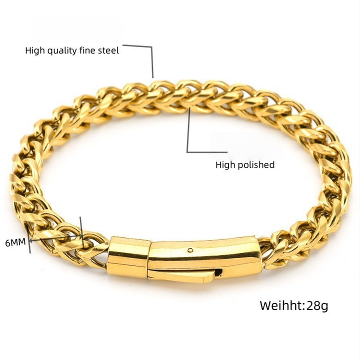 6mm Round-Polished Bold 18K Titanium Steel Bracelet (Multi-Color Men's Edgy Style)