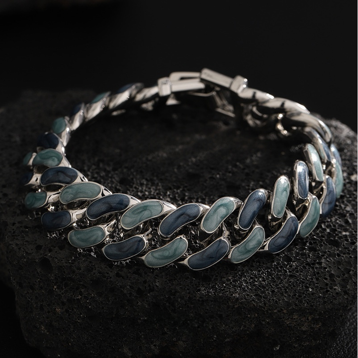 Color-Block Cuban Link Titanium Steel Bracelet (Glow-in-the-Dark/Gradient Hip-Hop Style)