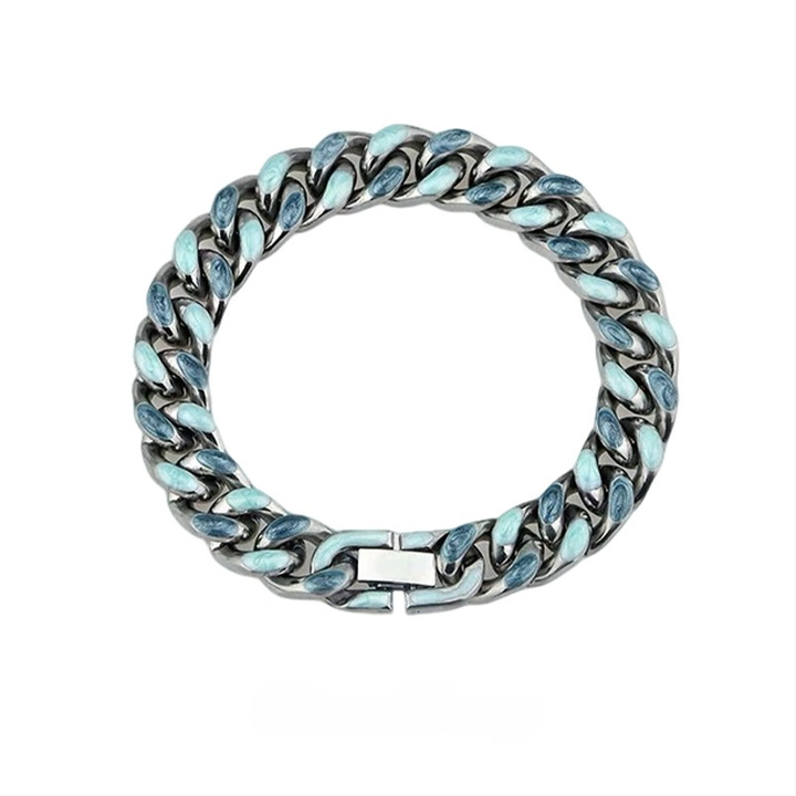 Color-Block Cuban Link Titanium Steel Bracelet (Glow-in-the-Dark/Gradient Hip-Hop Style)