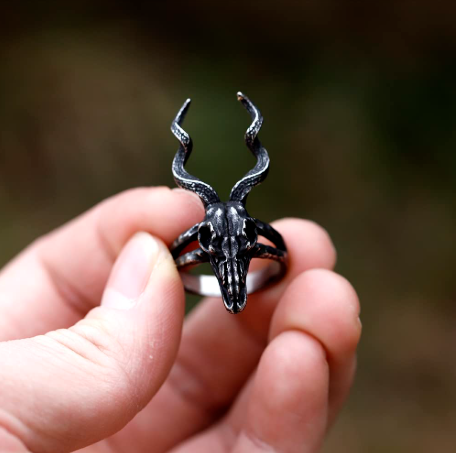 Satanic Ram Skull Gothic Punk Ring