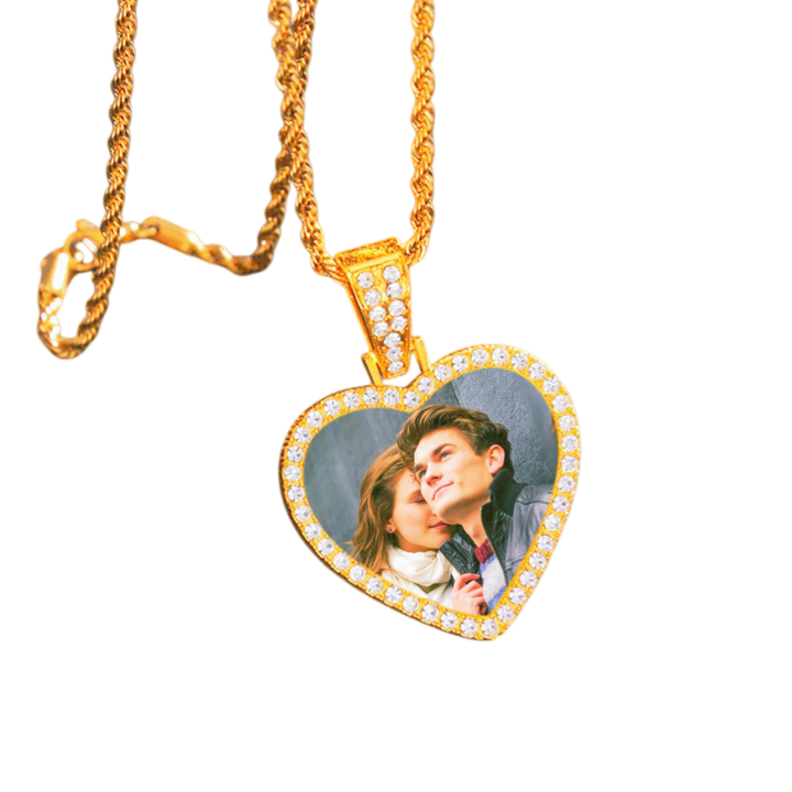 Heart Custom Photo Diamond-Studded Necklace (Memorial Exclusive Style)