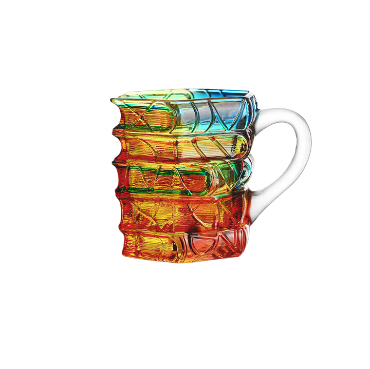 Creative Stacked Book Shaped Color Glass Mug (Literary Retro Style)