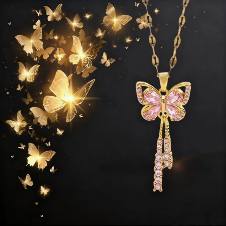 Lively Butterfly Tassel Diamond-Inlay Necklace (Light Luxury Fairy Style Series)