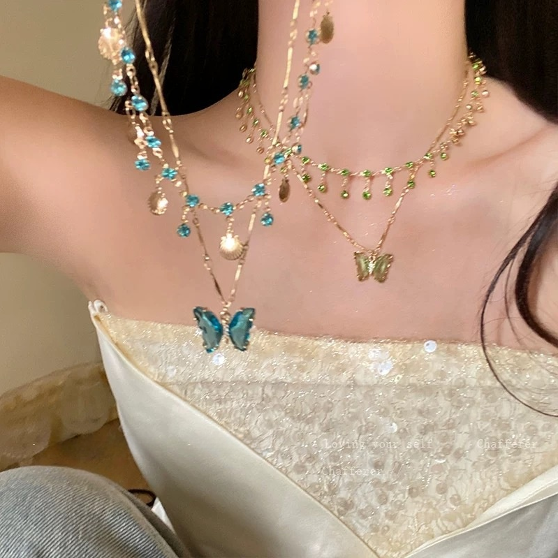 Ocean-Style Butterfly Multi-Layer Tassel Necklace (Dreamy Resort Style Series)